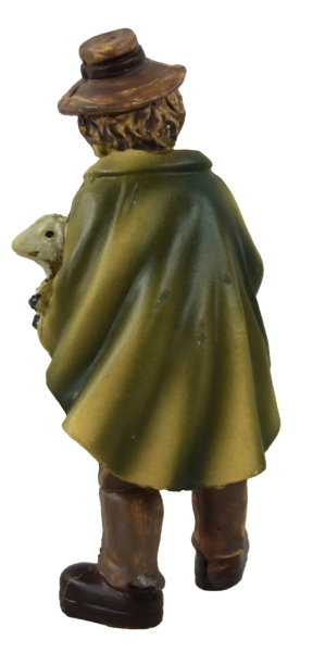 Preview: Handbemalte Krippenfigur Hirtenjunge mit Lamm, ca. 7,5 cm, K176-11