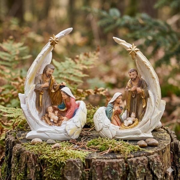 Krippenfiguren Heilige Familie im Flügel groß, 2er Set, ca. 12,5 cm, K 064-13