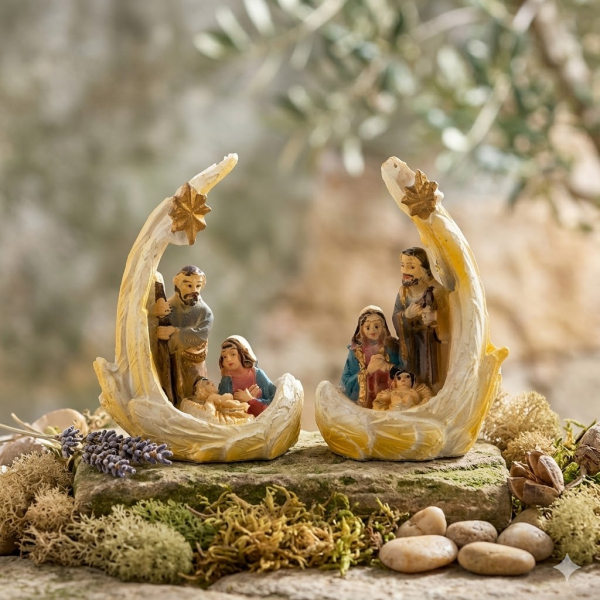 Krippenfiguren Heilige Familie im Flügel klein, 2er Set, ca. 4,5 cm, K 064-5