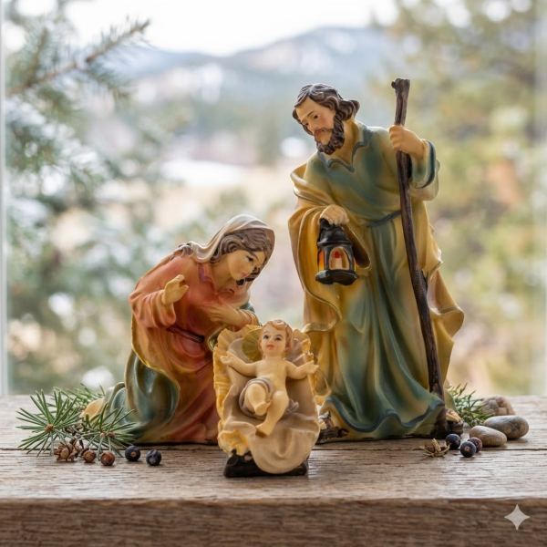 Faszinierende Krippenfiguren Heilige Familie 4-tlg., ca. 11 cm, K 001-01