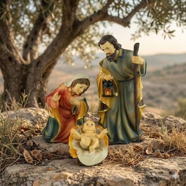 Faszinierende Krippenfiguren Heilige Familie 4-tlg., ca. 15 cm, K 077-01