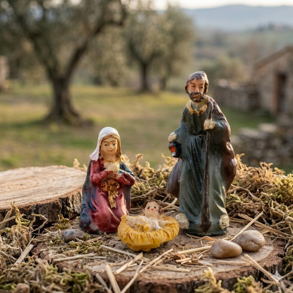 Kleine Krippenfiguren Heilige Familie 3-tlg. 2er Set, ca. 3 cm, K 110-01