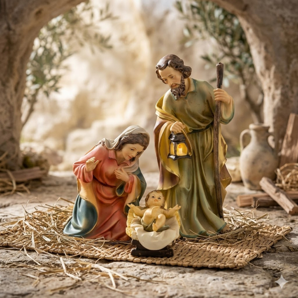 Faszinierende Krippenfiguren Heilige Familie 4-tlg., ca. 19 cm, K 115-01