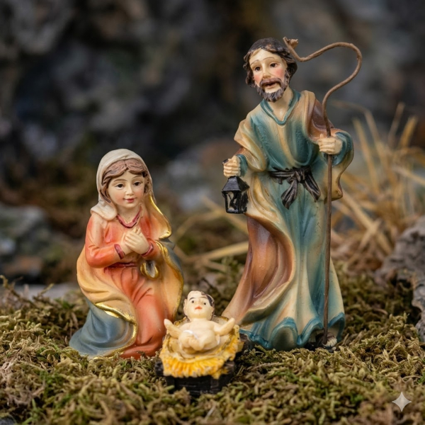Wundervolle Krippenfiguren Heilige Familie 4-tlg., ca. 8 cm, K 132-01