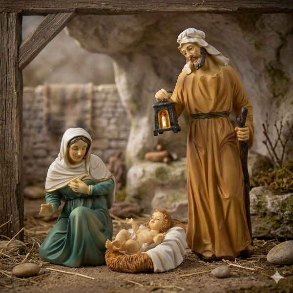 Wunderschöne Krippenfiguren Heilige Familie 4-tlg., ca. 24 cm, K 202-01