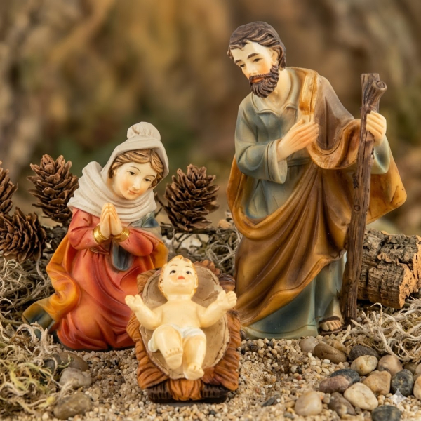 Hochwertige Krippenfiguren Heilige Familie 4-tlg., ca. 10 cm, YBÖ  091