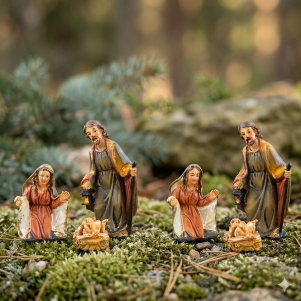 2er Set kleine Krippenfiguren Heilige Familie 3-tlg. , ca. 4,5 cm, YBO002