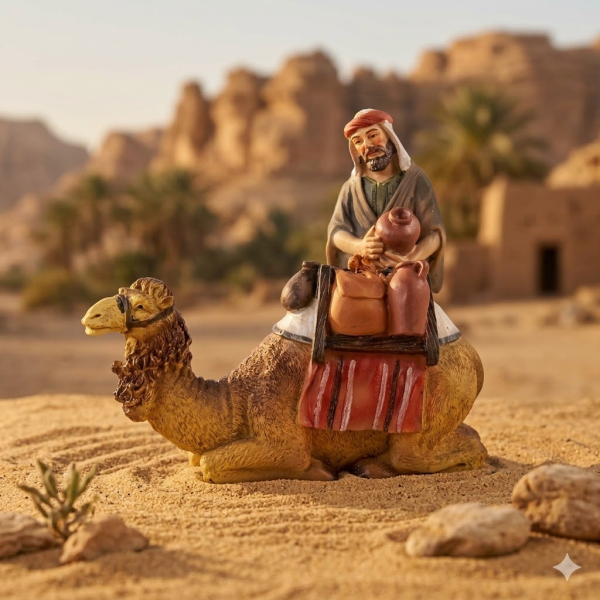 Kamel mit Hirte – Krippenfigur für die Weihnachtsdekoration