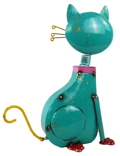 Wunderschöne Katze in türkis - Höhe ca. 32,5 cm