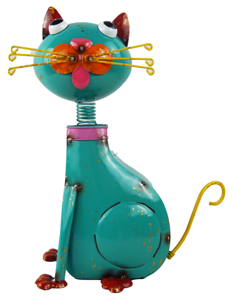 Wunderschöne Katze in türkis - Höhe ca. 32,5 cm