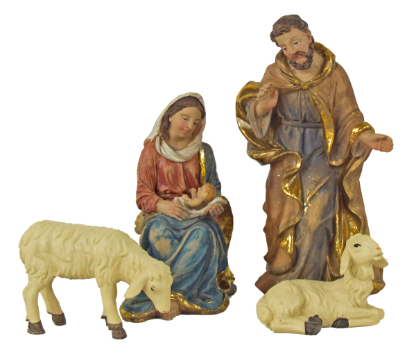Handgefertigte Weihnachtskrippe Egensbach inkl. 4-tlg. Figurensatz 72740, Maße Krippe: ca. 37,5 x 19 x 24 cm