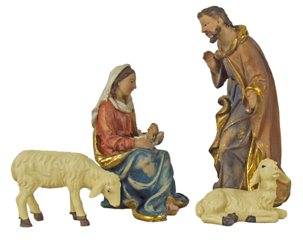 Handgefertigte Weihnachtskrippe Egensbach inkl. 4-tlg. Figurensatz 72740, Maße Krippe: ca. 37,5 x 19 x 24 cm