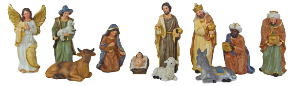 Preview: Liebevoll gestaltete Krippenfiguren  7926 – komplette Weihnachtskrippe mit Maria, Josef, Jesuskind und den Heiligen Drei Königen