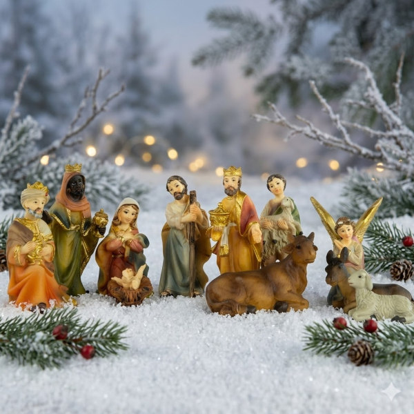 Stimmungsvolle Krippenfiguren 12-tlg., ca. 7 cm, K 181
