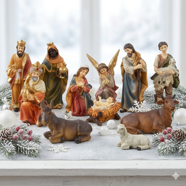 Wundervolle Krippenfiguren 12-tlg., ca. 13 cm, K 184PB