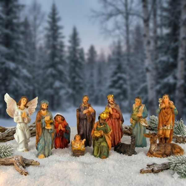 Hochwertige Krippenfiguren 11-tlg., ca. 6 cm, K 600