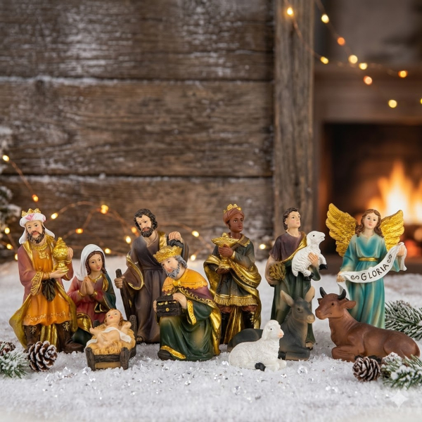 Wunderschöne Krippenfiguren 11-tlg., ca. 10 cm, K 604