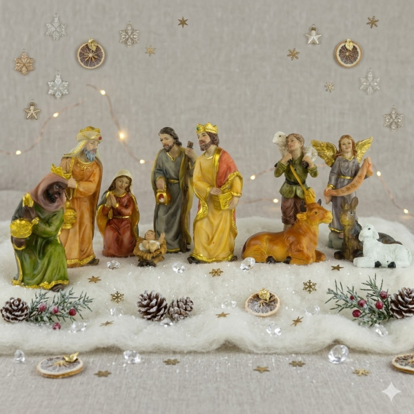 Wunderschöne Krippenfiguren 12-tlg., ca. 9,5 cm, K 650-9