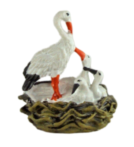 Handbemalte Krippenfigur Störche im Nest, ca. 5 cm, T 120-5