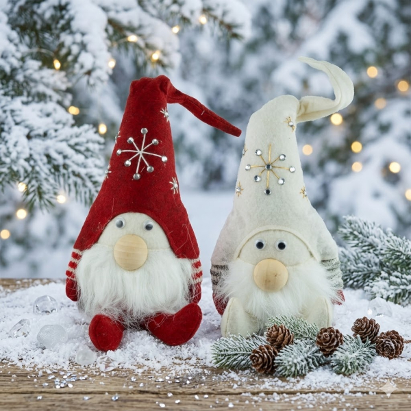 2er Set Winterlicher Wichtel Lumiere klein ca. 40 cm - Weihnachtsdekoration