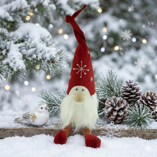 Winterlicher Wichtel Luzifer groß ca. 65 cm - Weihnachtsdekoration