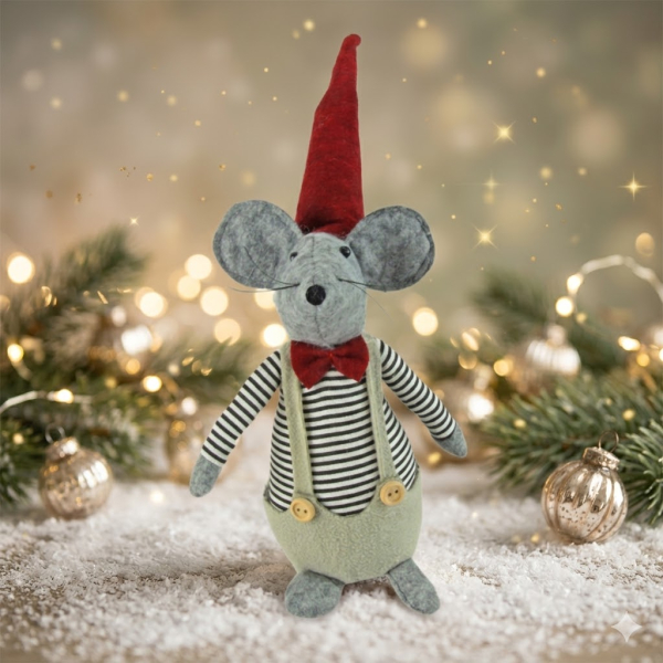 Winterliche Maus Ben ca. 30 cm - Weihnachtsdekoration