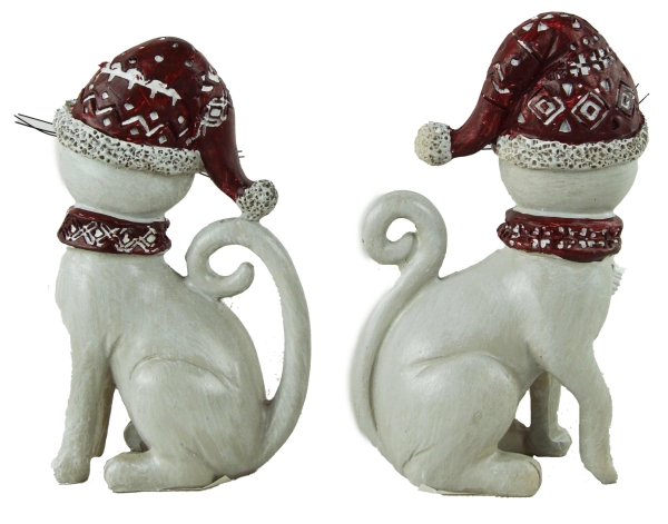Preview: Weihnachtliche Katze Minka 2er Set - Höhe ca. 11 cm