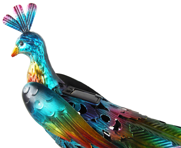 Preview: Pfau Solarfigur mit LED Farbspiel