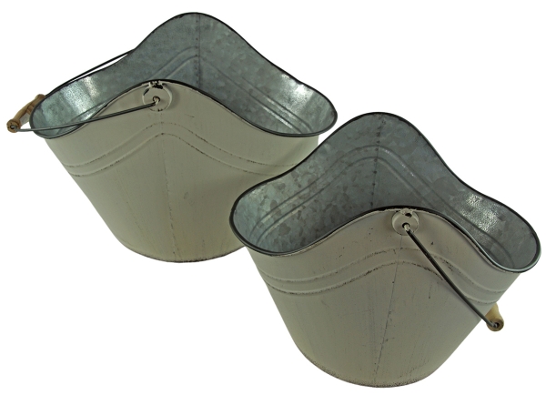 Wunderschöner Pflanzeimer oval weiß klein ca. 23 cm -  Gartendekoration