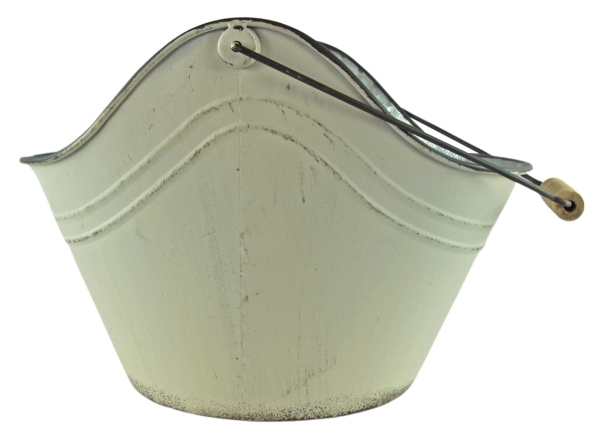 Preview: Wunderschöner Pflanzeimer oval weiß klein ca. 23 cm -  Gartendekoration