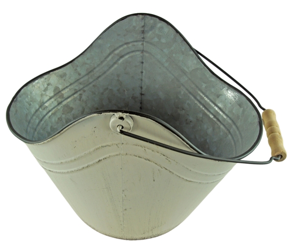 Preview: Wunderschöner Pflanzeimer oval weiß klein ca. 23 cm -  Gartendekoration