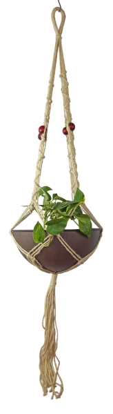 Natürliche Sisal Blumenampel mit Topf ca. 140 cm - Gartendekoration