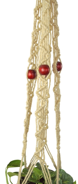 Preview: Natürliche Sisal Blumenampel mit Topf ca. 140 cm - Gartendekoration