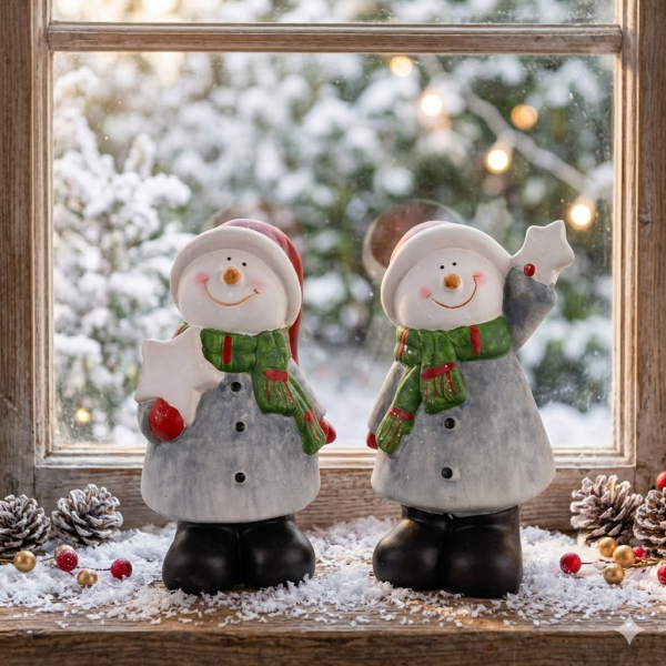 2er Set Bezaubernde Schneemänner ca. 20 cm - Weihnachtsdekoration