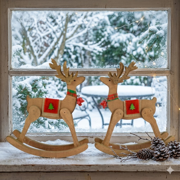 2er Set Bezaubernde Schaukelrentiere ca. 19 cm - Weihnachtsdekoration