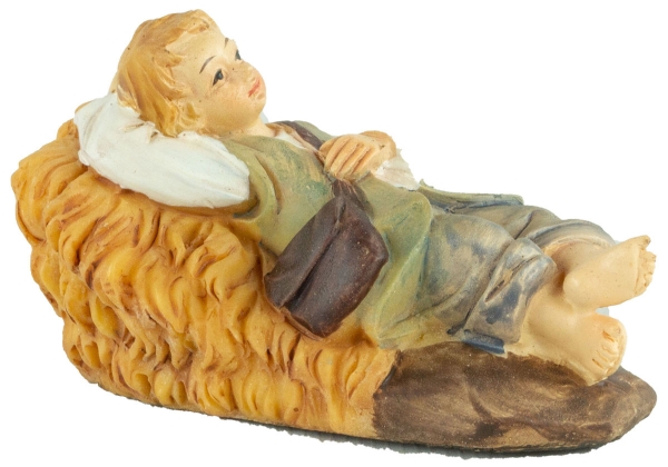 Handbemalte Krippenfigur Junge liegend, ca. 6 cm, K 182-38