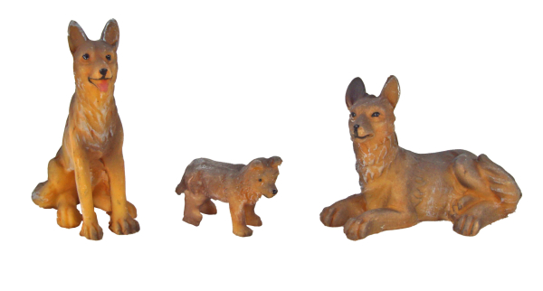 Preview: Schäferhund-Familie – Liebevolle Krippenfiguren für Ihre Weihnachtskrippe T 044-12