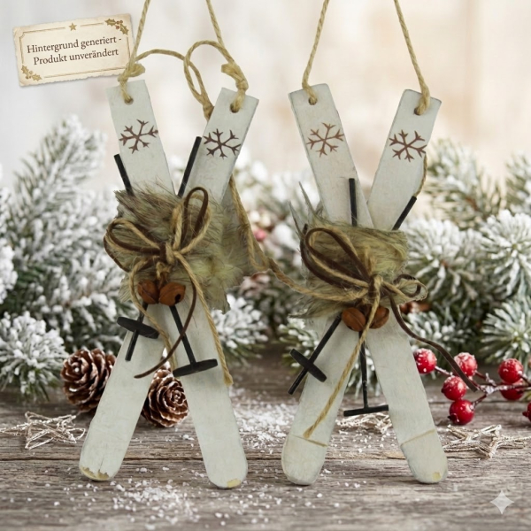 2er Set winterliche Ski - Höhe ca. 18 cm