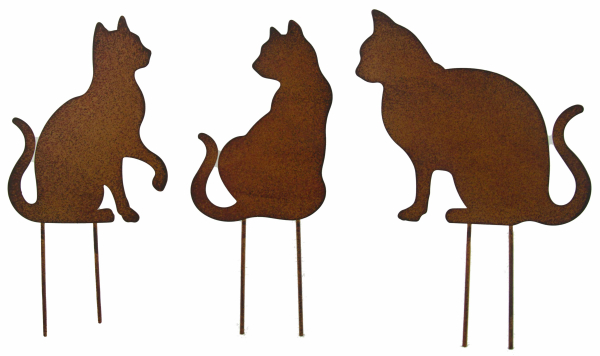 Wunderschönes Katzentrio - Beetstecker 3er Set