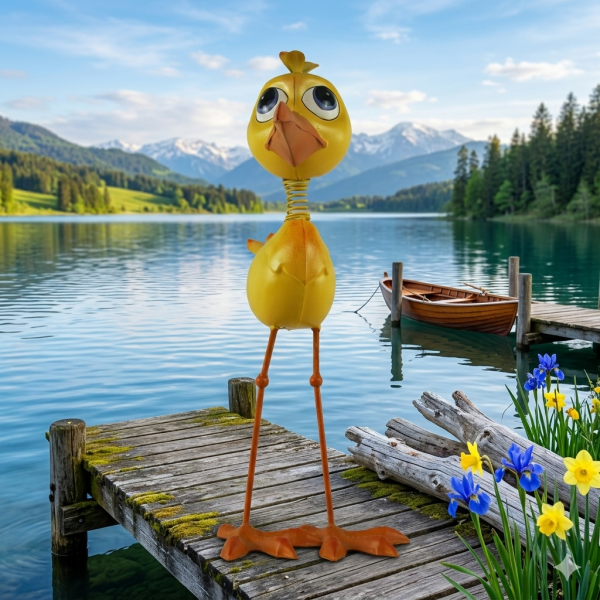 Bunter Gartenvogel Fridolin mit Federkopf Deko!!!