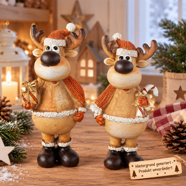 Weihnachtliches Elch-Paar  3953– Liebevolle Weihnachtsdekoration