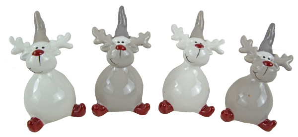 4er Set niedlicher Elch sitzend - Höhe ca. 8,5 cm