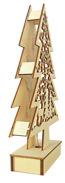 Preview: LED-Holzbaum mit liebevollen Weihnachtsmotiven – stimmungsvolle Weihnachtsdekoration