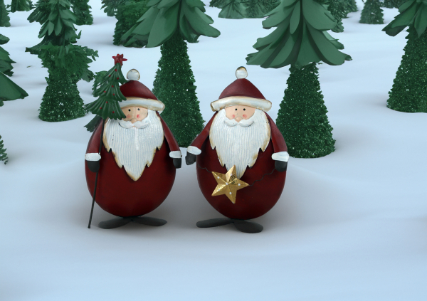 2er-Set Metall-Nikoläuse – Weihnachtsdeko mit Stern & Tannenbaum, doppelwandig ✨