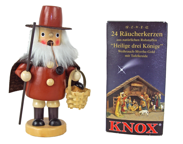 Preview: Räuchermännchen mit Korb und Räucherkerzen „Heilige drei Könige“