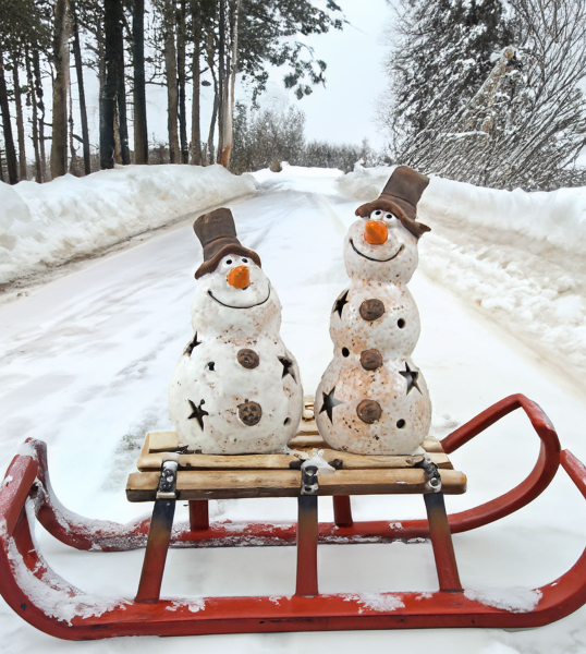 2er-Set Weihnachtliche Schneemänner als Teelichthalter