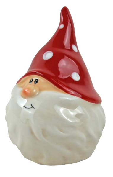 2er-Set Dekorative Weihnachtszwerge - Keramikfiguren mit rot gepunkteter Mütze