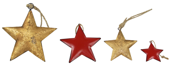 Preview: Weihnachtliche Hängesterne in Gold & Rot – festliche Weihnachtsdekoration