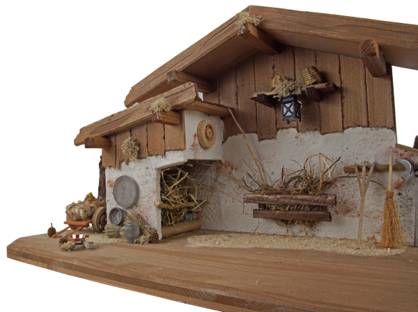 Preview: Bezaubernde Weihnachtskrippe Hartmannshof inkl. 11-tlg. Figurensatz K 604, Maße Krippe: ca. 60 x 24 x 30 cm