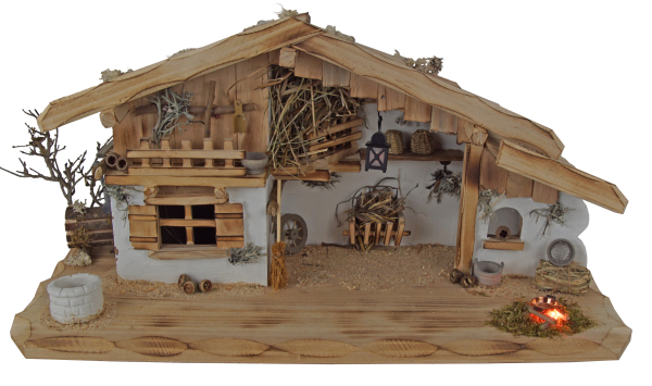 Wundervolle Weihnachtskrippe Altdorf inkl. 12-tlg. Krippenfiguren Set K 650-9, Maße: ca. 50 x 20 x 24 cm